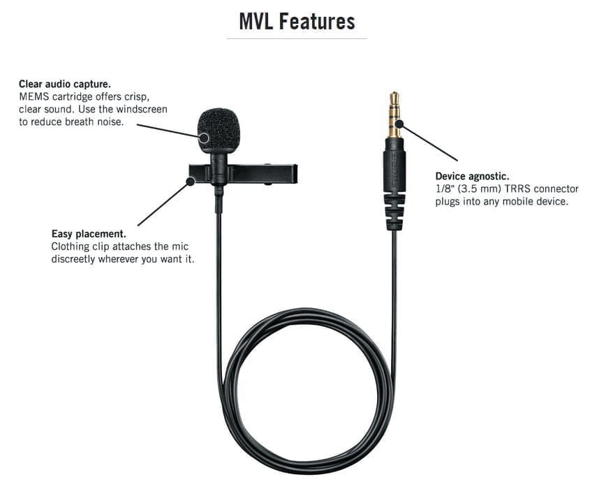 Shure MVL Clip-on Microphone