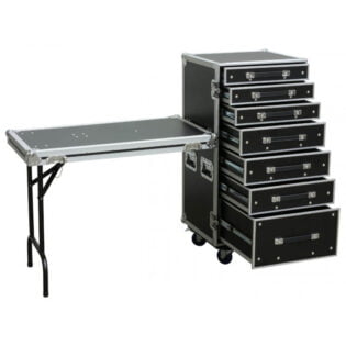 7 Drawer engineer flightcase with side table 520 x 525 x 967mm