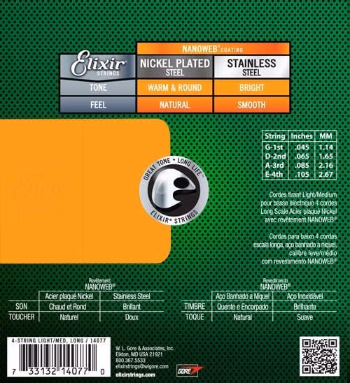 Elixir Strings Electric Bass Nickel Plated Steel with NANOWEB Coating - Image 2