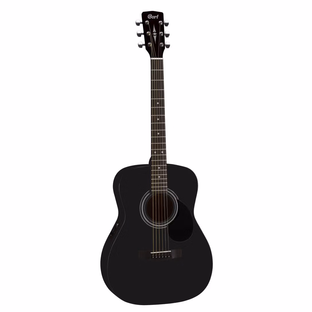 CORT AF510E BKS W/BAG Acoustic Electric Guitar - Folk Size Incl Bag