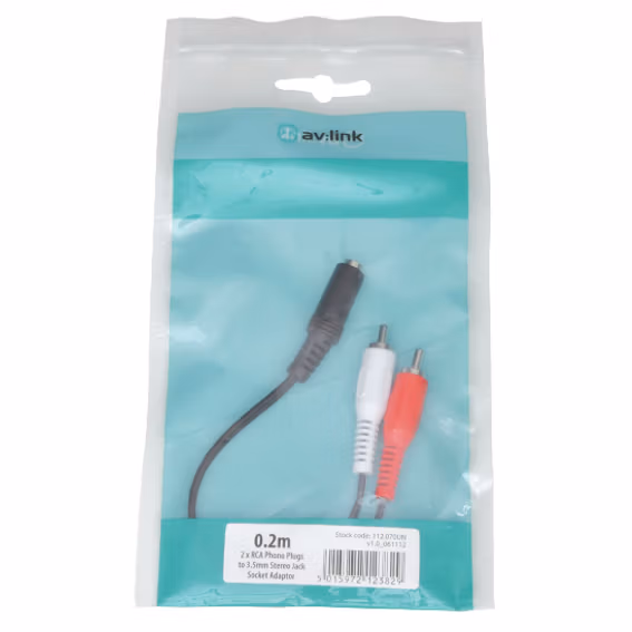 Avlink - 0.2M 2 x RCA PLUGS - 3.5mm STEREO SOCKET LEAD - Image 3