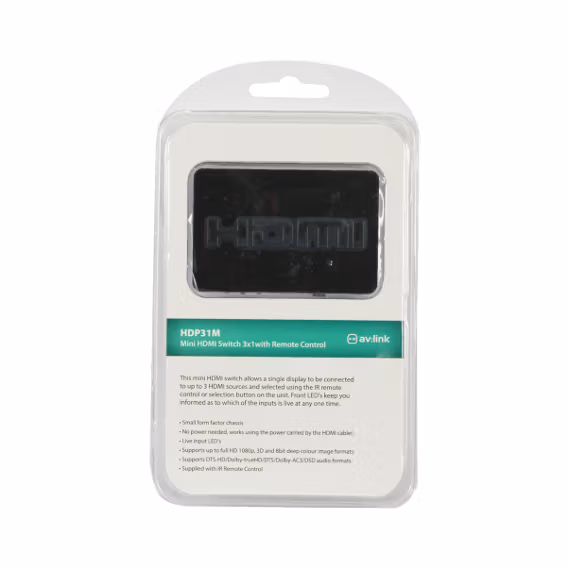AVLINK - HDP31M MINI HDMI SWITCH 3x1 WITH IR REMOTE CONTROL - Image 9