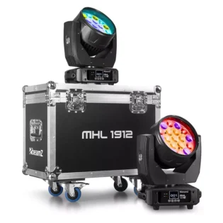 BEAMZ MHL1912 LED MOVING HEAD WASH 19x 12W RGBW [2 IN A FLIGHTCASE]