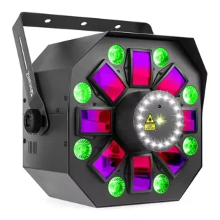 BEAMZ MULTIBOX LED EFFECT WITH LASER AND STROBE 18x 0.2W LED 9x 8W RGBAWUVP