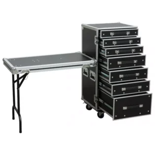 PDM PD-FA5 FLIGHTCASE WITH DRAWERS AND SIDE TABLE