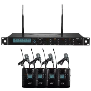 JTS R-4/R-4TB+CM-501 x4 QUAD LAPEL MICROPHONE DIVERSITY UHF 614-650 MHz MICROPHONE DIVERSITY UHF