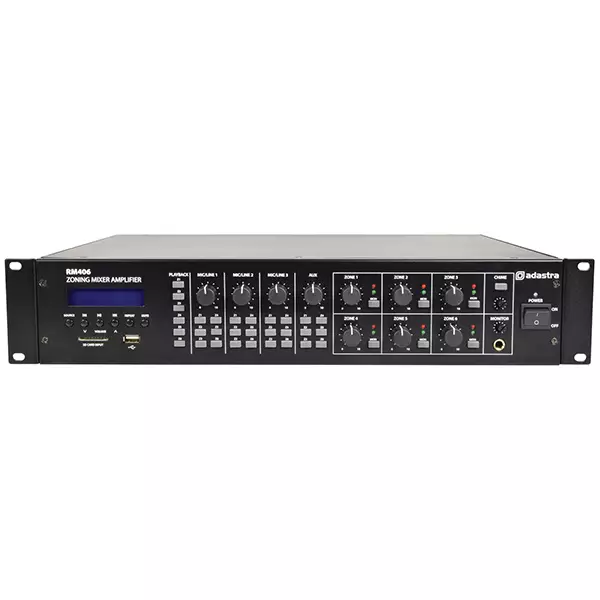 ADASTRA RM406 MIXER AMPLIFIER USB/SD/FM/BT 6 ZONE 100V 40W