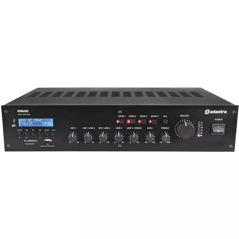 ADASTRA RM60D MIXER AMPLIFIER USB/BT/FM/DAB+ 100V 60W