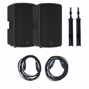 PowerWorks PARTY-PRO DUO 2×15″ Active PA System+Stands