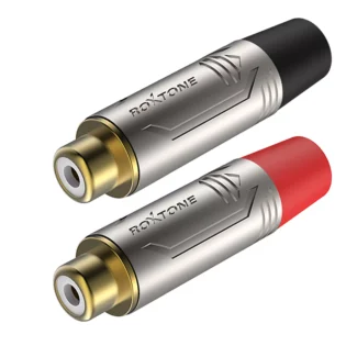 ROXTONE CONNECTOR PAIR RCA INLINE FEMALE RED & BLACK