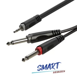ROXTONE SMART SERIES SIGNAL LEAD 3.5MM STEREO MALE - 2X 6.3MM STEREO MALE 2M