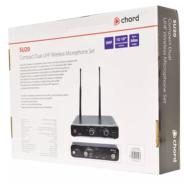 CHORD SU20-H-RG DUAL HANDHELD MICROPHONE UHF 863.42+864.3MHz - Image 6