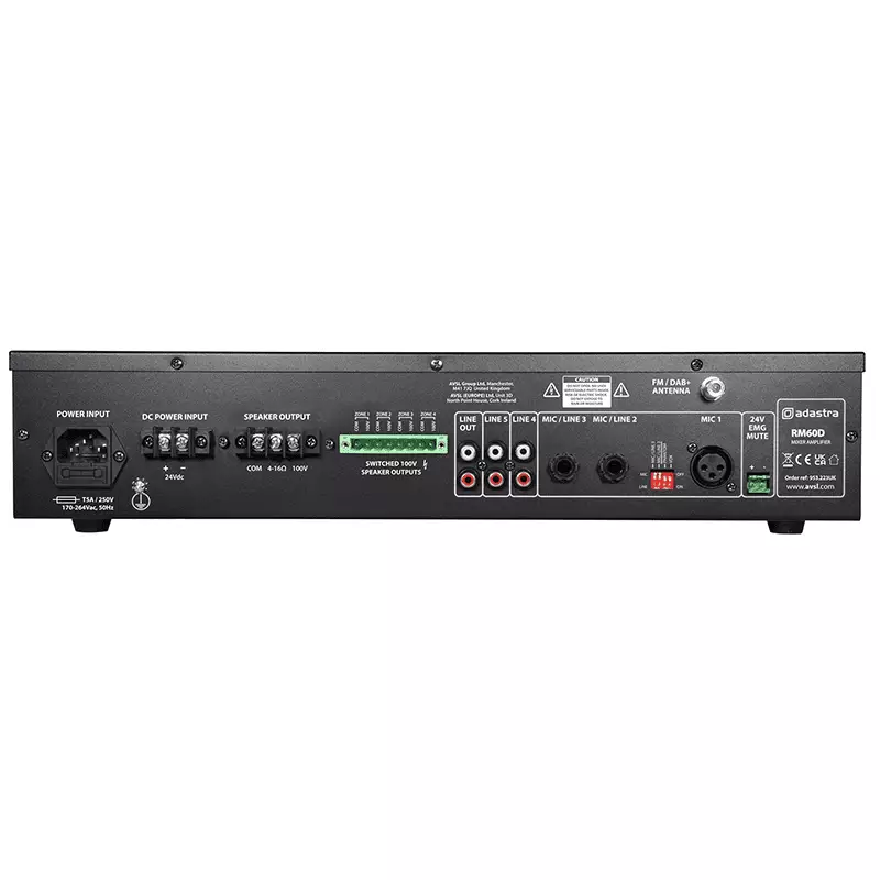 ADASTRA RM60D MIXER AMPLIFIER USB/BT/FM/DAB+ 100V 60W - Image 3