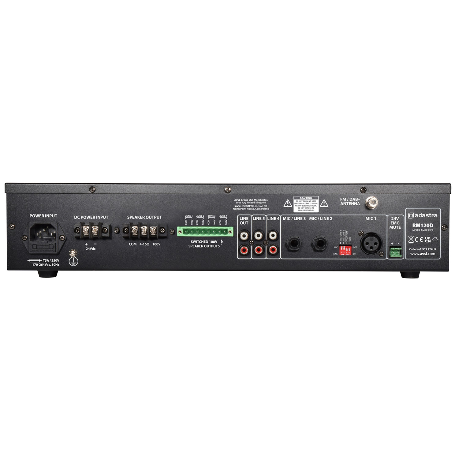 ADASTRA RM120D MIXER AMPLIFIER USB/BT/FM/DAB+ 100V 120W - Image 3