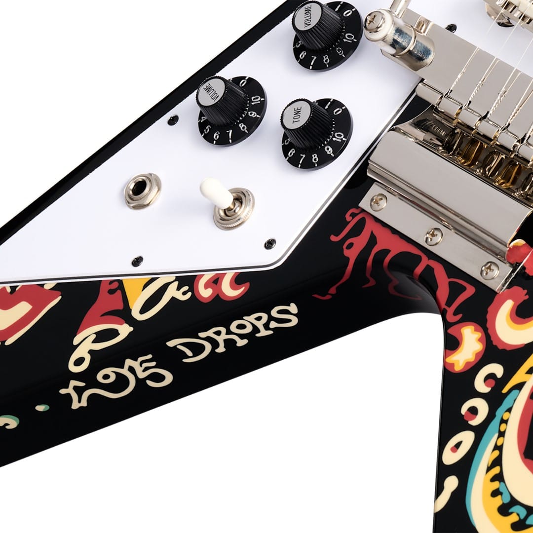 Epiphone ECJHFV-EB-L Jimi Hendrix Love Drops Flying V Ebony-L - Image 4