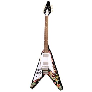 Epiphone ECJHFV-EB-L Jimi Hendrix Love Drops Flying V Ebony-L