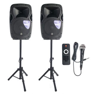Imix Party 12A 12" Active Speaker Set w/ Stands And Mic