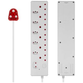 Switched 12-Way High Surge Multiplug 0.5m - White