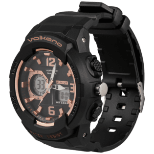 Volkano Session Series Sports Watch - Black with Rose Gold