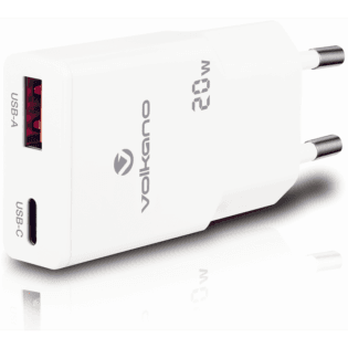 Volkano Mighty Series 20w Dual USB-A & USB-C GaN Wall Charger