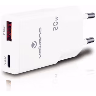 Volkano Mighty Series 20w Dual USB-A & USB-C GaN Wall Charger