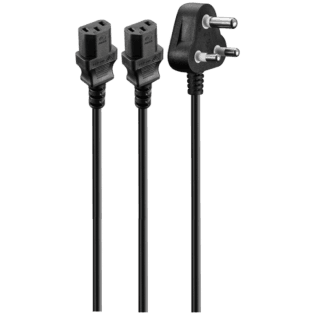 Volkano Presto Series Double 3 Pin IEC Power Cable 1.8m 10a - Black