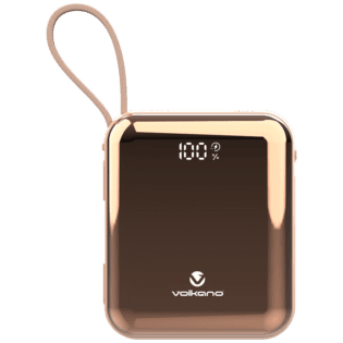 Volkano Solace Series 10 000 mAh Power Bank with Built-in USB-C & Lightning Cable - Pink & Rose Gold