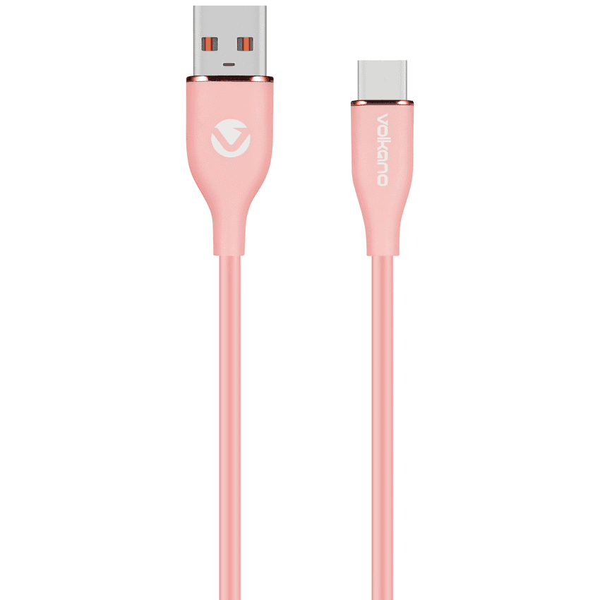Volkano Flexi Series USB to Type-C Cable Bundle of 3 - White, Pink and Black