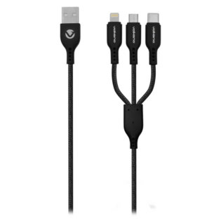 Volkano On-The-Go 3-in-1 1m Braided Cable - Black