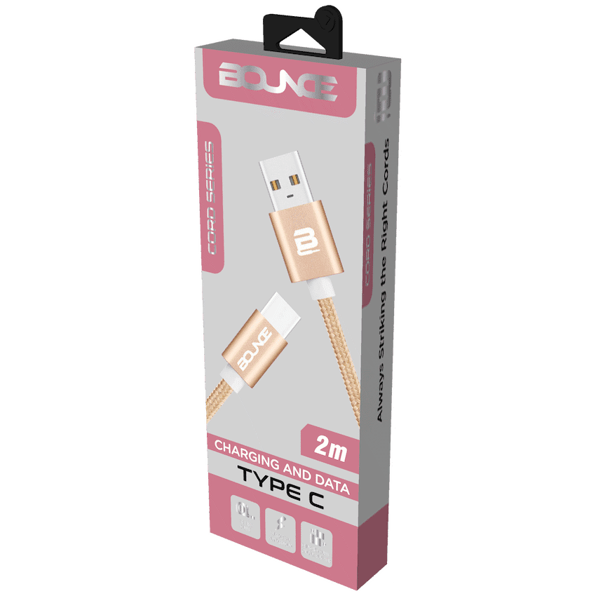 Bounce Cord Series USB Type-C Braided Cable 2m - Champagne Gold