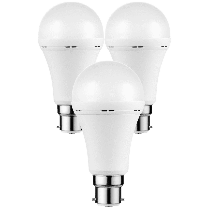 Switched 5w A60 Rechargeable B22 LED Light Bulb - WW - 3 Pack
