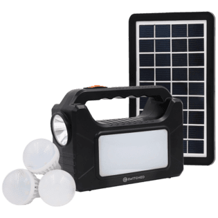 SWITCHED Power Station, Rechargeable, USB Phone Charging with Solar Panel - Black