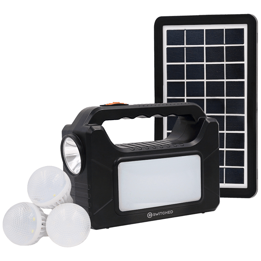 SWITCHED Power Station, Rechargeable, USB Phone Charging with Solar Panel - Black