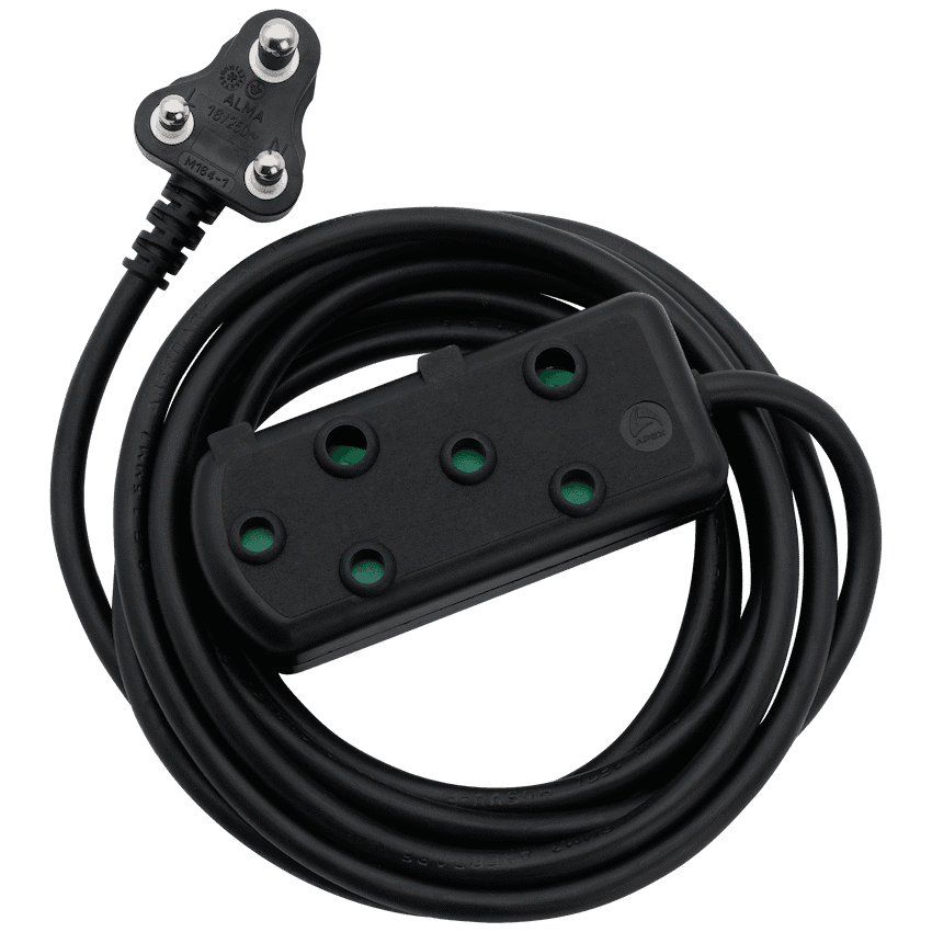 Switched Light Duty Side by Side (SBS) Extension Leads 5m - BK