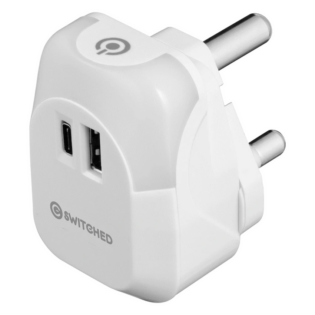 Switched Halo Fast Charge Power Adaptor, USB and Type-C Ports, Output 20w - Soft Touch Night Light