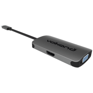 VolkanoX Core Video Series USB Type-C to HDMI + VGA Converter - 10cm - Charcoal