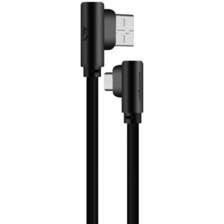 Volkano Slim Series Flat PVC 90deg Micro USB Cable 1.2m - Black