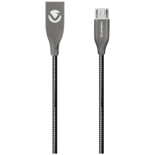 Volkano Iron Series Round Metallic Spring Micro USB Cable 1.2m - Black