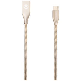 Volkano Iron Series Round Metallic Spring Micro USB Cable 1.2m - Champagne Gold