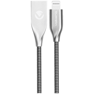 Volkano Iron Series Round Metallic Spring MFI Lightning Cable 1.2m - Silver