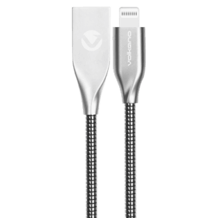 Volkano Iron Series Round Metallic Spring MFI Lightning Cable 6ft - Silver