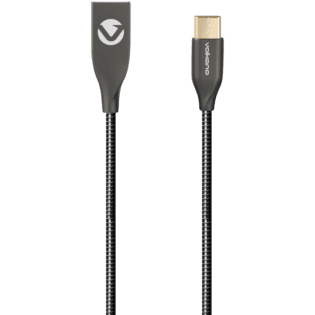 Volkano Iron Series Round Metallic Spring Type-C Cable 6ft - Black