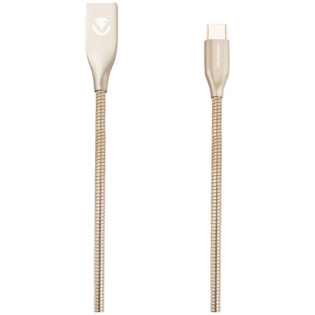 Volkano Iron Series Round Metallic Spring Type-C Cable 1.2m - Champagne Gold