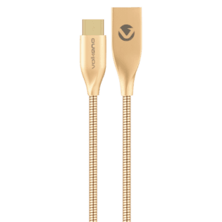 Volkano Iron Series Round Metallic Spring Type-C Cable 6ft - Champagne Gold