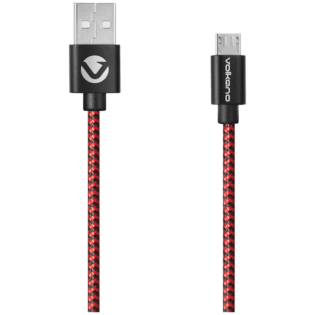 Volkano Braids Series Nylon Braided Micro USB Cable 1.2m - Black & Red