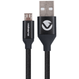Volkano Weave Series Fabric Braided Micro USB Cable 1.2m - Black