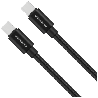Volkano Iron Series Round Metallic Type-C to Type-C Cable 1m - Black
