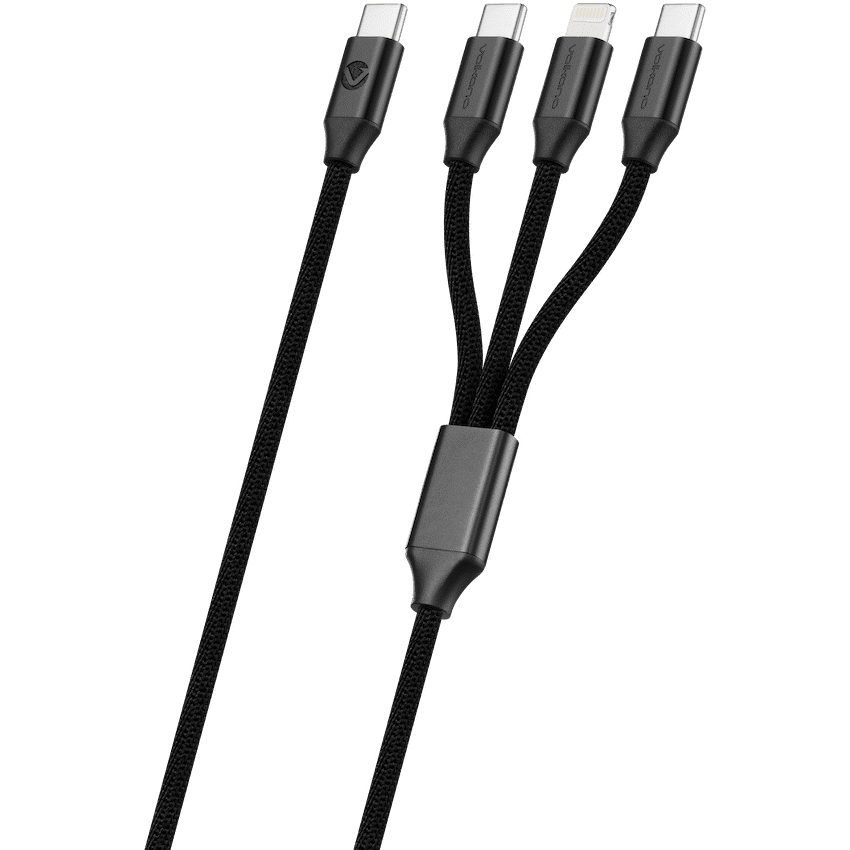 Volkano Weave Series 65w 3-in-1 Charge Cable - Black