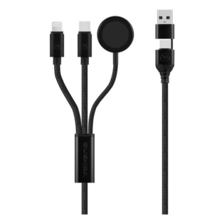 Volkano Weave Series 100W Braided 5-in-1 Charge and Data Cable 1m - Black