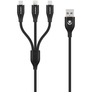 Volkano Flexi Series 3-in-1 Charging Cable - Black